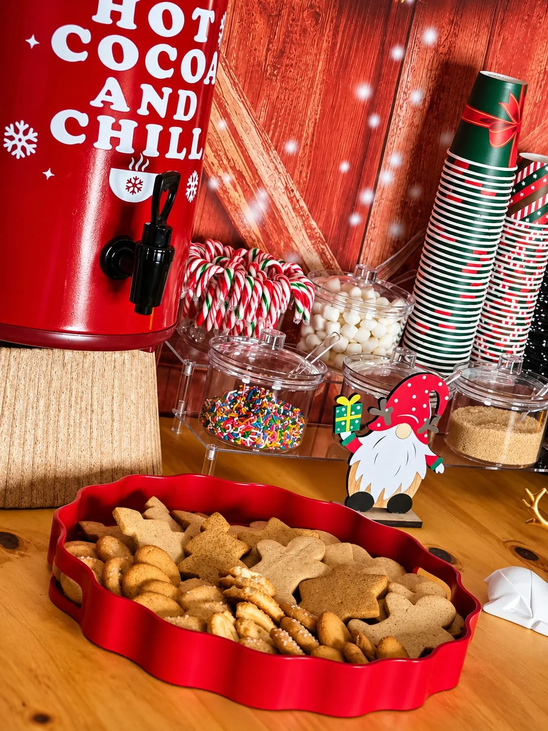 Malvaviscos, chispas de colores y bastones de caramelo para el chocolate